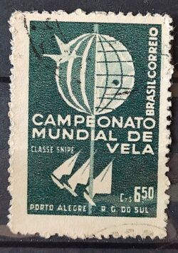C 440 Selo Campeonato Mundial de Vela Classe Snipe Porto Alegre 1959 Circulado 3