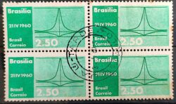 C 449 Selo Inauguracao de Brasilia 1960 Quadra Circulado 1