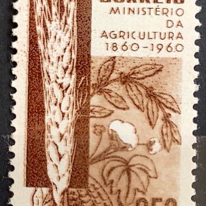 C 450 Selo Centenario Ministerio da Agricultura Trigo Algodao Cacau 1960 1