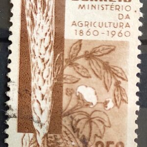 C 450 Selo Centenario Ministerio da Agricultura Trigo Algodao Cacau 1960 Circulado 1