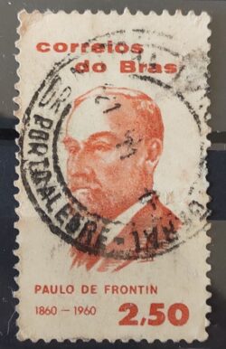 C 451 Selo Centenario Engenheiro Paulo de Frontin 1960 Circulado 7