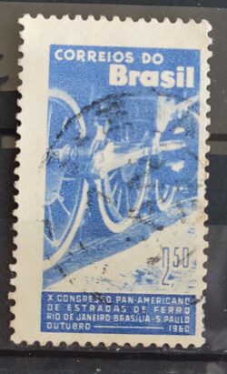 C 452 Selo Congresso Panamericano de Estradas de Ferro Trem 1960 Circulado 1