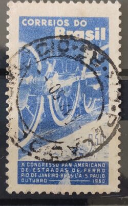 C 452 Selo Congresso Panamericano de Estradas de Ferro Trem 1960 Circulado 4