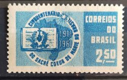 C 457 Selo Cinquentenario dos Colegios Sacre Coeur de Marie Educacao 1961 Circulado 1