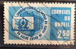 C 457 Selo Cinquentenario dos Colegios Sacre Coeur de Marie Educacao 1961 Circulado 3