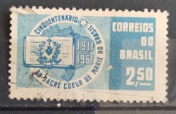 C 457 Selo Cinquentenario dos Colegios Sacre Coeur de Marie Educacao 1961 Circulado 7