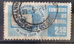 C 457 Selo Cinquentenario dos Colegios Sacre Coeur de Marie Educacao 1961 Circulado 9