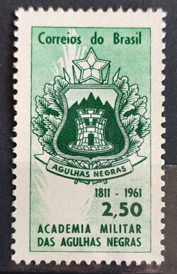 C 459 Selo Sesquicentenario da Academia Militar das Agulhas Negras Brasao 1961 1