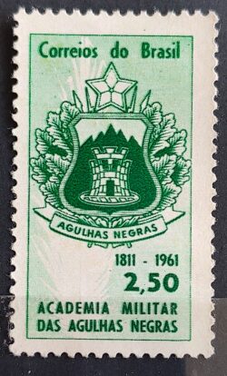 C 459 Selo Sesquicentenario da Academia Militar das Agulhas Negras Brasao 1961 2