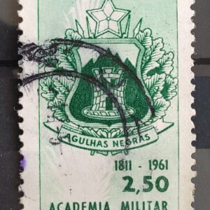C 459 Selo Sesquicentenario da Academia Militar das Agulhas Negras Brasao 1961 Circulado 2
