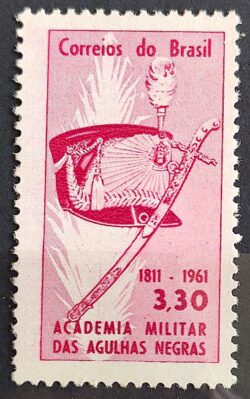 C 460 Selo Sesquicentenario da Academia Militar das Agulhas Negras Sabre Chapeu 1961 1