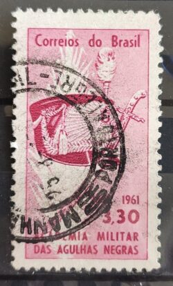 C 460 Selo Sesquicentenario da Academia Militar das Agulhas Negras Sabre Chapeu 1961 Circulado 1
