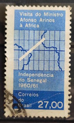 C 461 Selo Ministro Afonso Arinos Mapa Africa Senegal 1961 Circulado 2