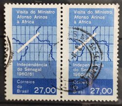 C 461 Selo Ministro Afonso Arinos Mapa Africa Senegal 1961 Dupla Circulado 1