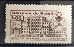 C 463 Selo Sesquicentenario Organizacao Arsenal de Guerra Militar Brasao 1961 1