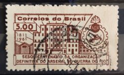 C 463 Selo Sesquicentenario Organizacao Arsenal de Guerra Militar Brasao 1961 Circulado 3
