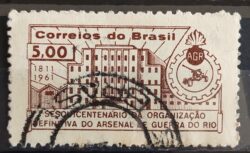 C 463 Selo Sesquicentenario Organizacao Arsenal de Guerra Militar Brasao 1961 Circulado 4