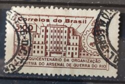 C 463 Selo Sesquicentenario Organizacao Arsenal de Guerra Militar Brasao 1961 Circulado 7