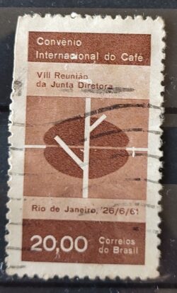 C 464 Selo Convenio Internacional do Cafe Bebida Economia 1961 Circulado 10