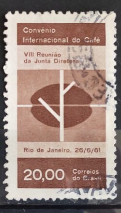 C 464 Selo Convenio Internacional do Cafe Bebida Economia 1961 Circulado 2