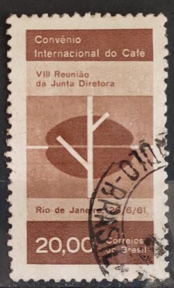 C 464 Selo Convenio Internacional do Cafe Bebida Economia 1961 Circulado 3