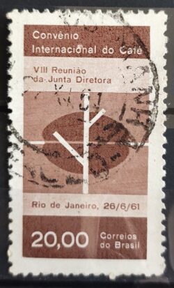 C 464 Selo Convenio Internacional do Cafe Bebida Economia 1961 Circulado 4