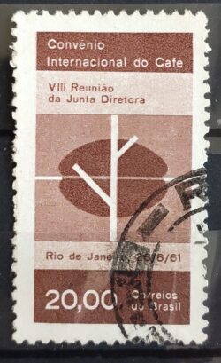 C 464 Selo Convenio Internacional do Cafe Bebida Economia 1961 Circulado 5