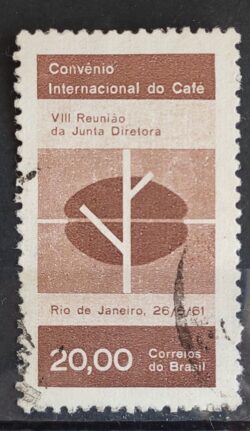 C 464 Selo Convenio Internacional do Cafe Bebida Economia 1961 Circulado 7