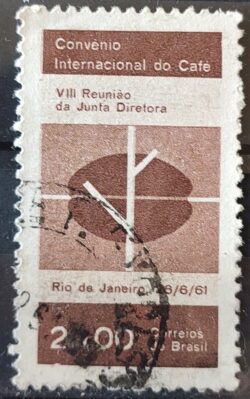 C 464 Selo Convenio Internacional do Cafe Bebida Economia 1961 Circulado 9