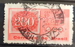 C 466 Selo Centenario do Selo Olho de Cabra Colorido 1961 Circulado 2