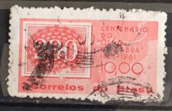 C 466 Selo Centenario do Selo Olho de Cabra Colorido 1961 Circulado 4