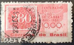 C 466 Selo Centenario do Selo Olho de Cabra Colorido 1961 Circulado 6