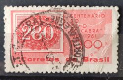 C 466 Selo Centenario do Selo Olho de Cabra Colorido 1961 Circulado 8