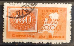 C 467 Selo Centenario do Selo Olho de Cabra Colorido 1961 Circulado 1