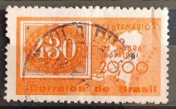 C 467 Selo Centenario do Selo Olho de Cabra Colorido 1961 Circulado 2