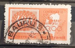 C 467 Selo Centenario do Selo Olho de Cabra Colorido 1961 Circulado 5