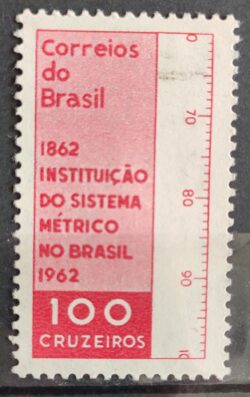 C 473 Selo Centenario da Instituicao do Sistema Metrico no Brasil 1962 Circulado 1