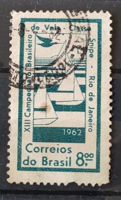 C 474 Selo Campeonato Brasileiro de Vela Classe Snipe Navio Barco 1962 Circulado 4