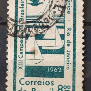 C 474 Selo Campeonato Brasileiro de Vela Classe Snipe Navio Barco 1962 Circulado 4