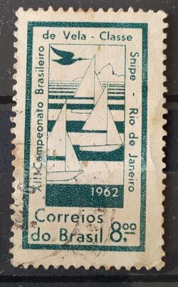 C 474 Selo Campeonato Brasileiro de Vela Classe Snipe Navio Barco 1962 Circulado 5