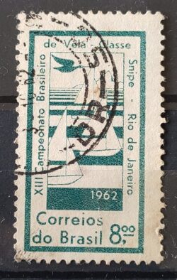 C 474 Selo Campeonato Brasileiro de Vela Classe Snipe Navio Barco 1962 Circulado 6