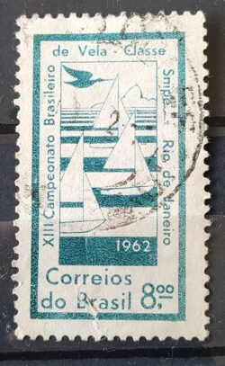 C 474 Selo Campeonato Brasileiro de Vela Classe Snipe Navio Barco 1962 Circulado 7