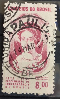 C 476 Selo Independencia do Brasil Imperatriz Leopoldina Monarquia 1962 Circulado 3