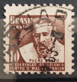 C 479 Selo Campanha Contra o Mal de Hansen Hanseniase Padre Bento Religiao Saude H8 1962 Circulado 1