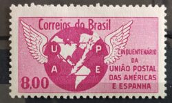 C 480 Selo Cinquentenario da Uniao Postal das Americas e Espanha Mapa Brasao Servico Postal 1962 1