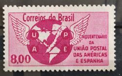C 480 Selo Cinquentenario da Uniao Postal das Americas e Espanha Mapa Brasao Servico Postal 1962 2