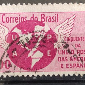C 480 Selo Cinquentenario da Uniao Postal das Americas e Espanha Mapa Brasao Servico Postal 1962 Circulado 1