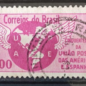 C 480 Selo Cinquentenario da Uniao Postal das Americas e Espanha Mapa Brasao Servico Postal 1962 Circulado 6