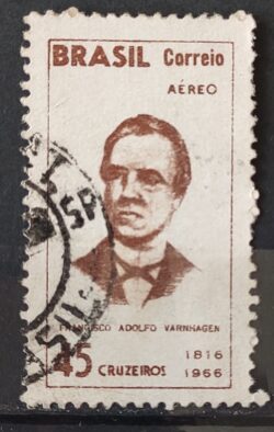 A 105 Selo Aereo 150 Anos Francisco Varnhagen Visconde de Porto Seguro 1966 Circulado 1