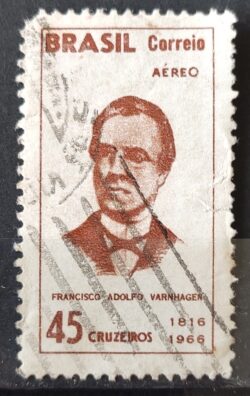 A 105 Selo Aereo 150 Anos Francisco Varnhagen Visconde de Porto Seguro 1966 Circulado 2